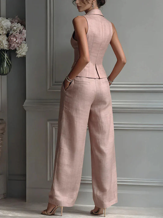 Mónica | Traje de dos piezas con cuello en V formal casual