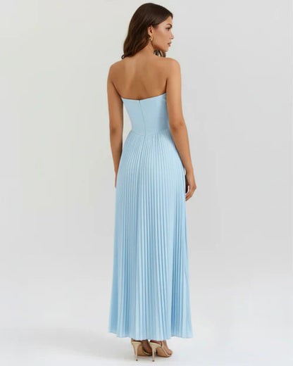 Celeste | Vestido plisado azul formal · casual