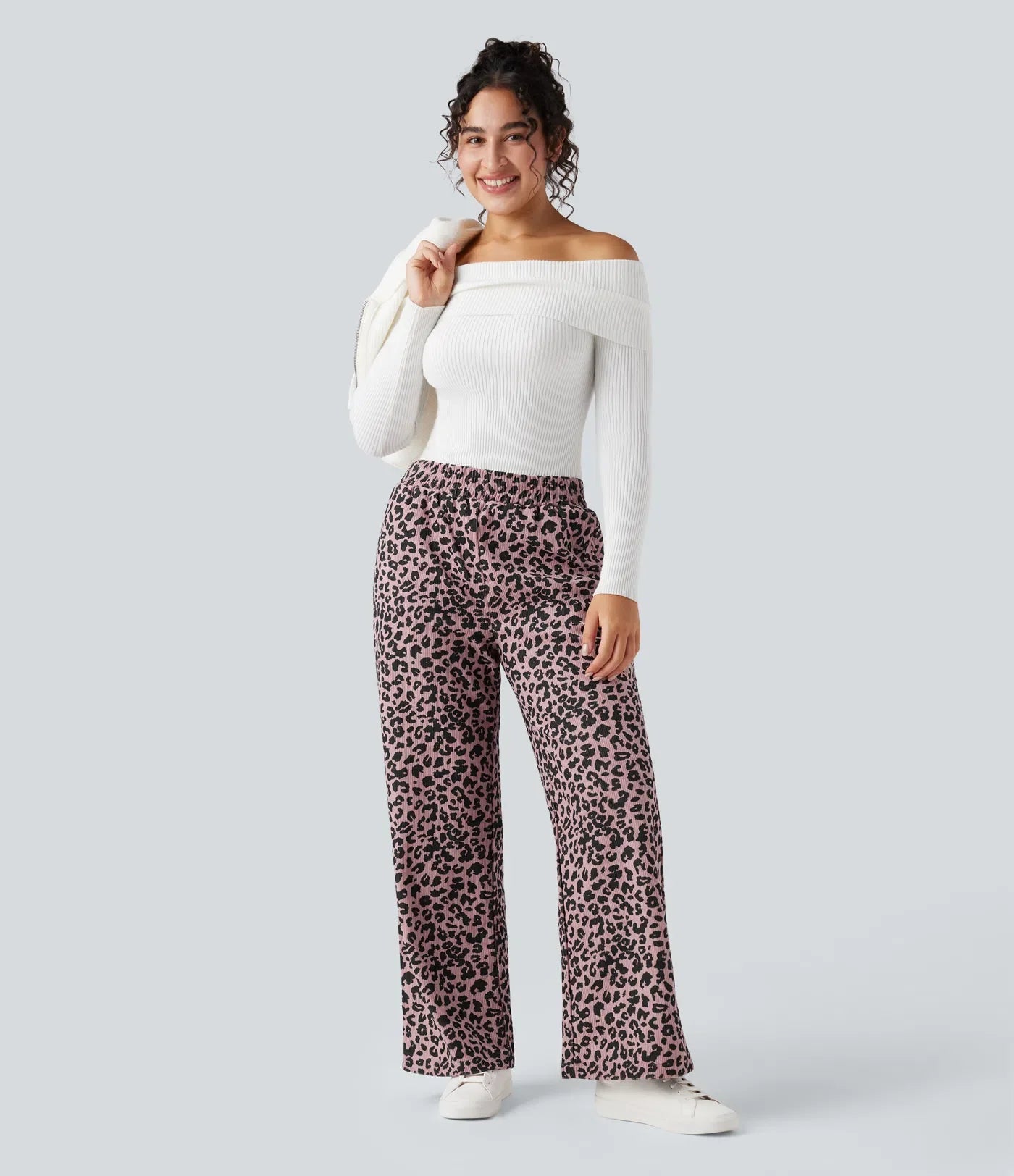 Paola | Pantalón de Pana Leopardo Cintura Alta