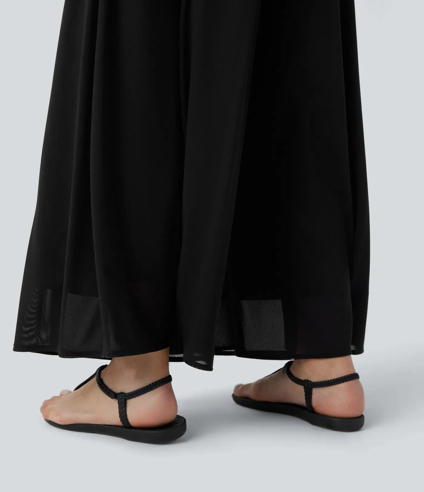 Jeniffer |  Pantalón- Falda Palazzo de Talle Alto con Bolsillos y Malla Fluida